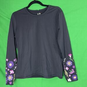 Urban Savage Women’s Longsleeve T-Shirt Floral Print Black Size Large